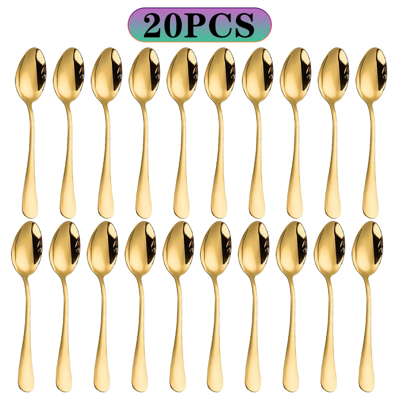 Kitchen Gadgets Gold - 6/10/20 Buah Sendok Emas Kecil Baja