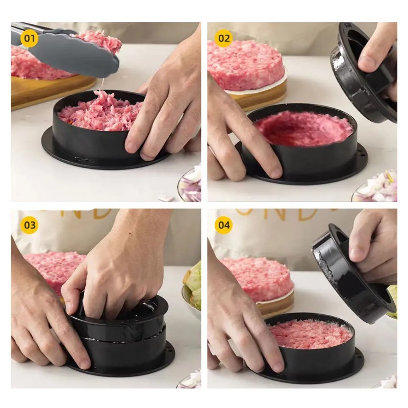 Roti Burger tekan daging bulat - Kitchen Helper Gadgets ulasan dan harga